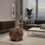 brass layered nesting center table set