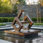 corten steel outdoor water fountain for home garden india