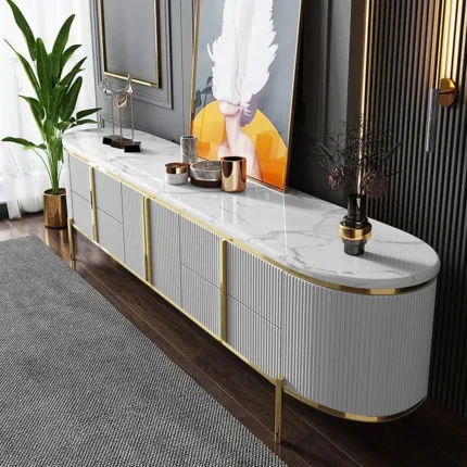 Modern oval TV stand cabinet for living room in India