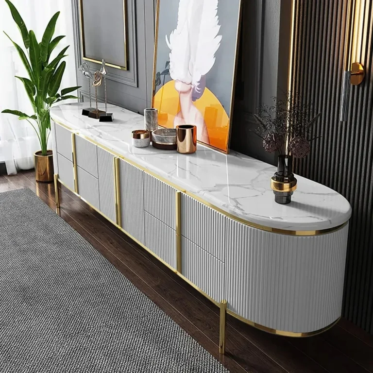 Modern oval TV stand cabinet for living room in India