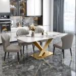 Sintered Stone Dining Table with Chairs 6 Seater Modern Design in India