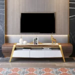 Luxury Italian furniture TV stand with white marble finish
