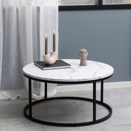 Modern Round Marble Finish Coffee Table