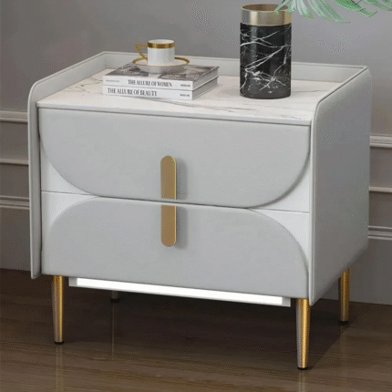 elite white bedside table