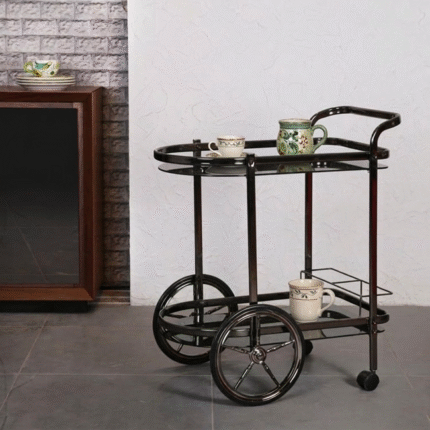 Black Luxury Bar Trolley with Wheels