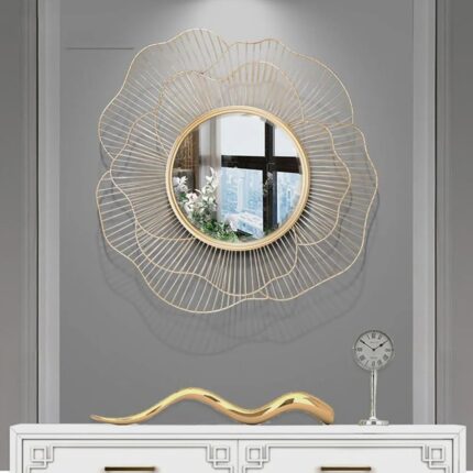 Luxury Gold Flower Design Wall Mirror