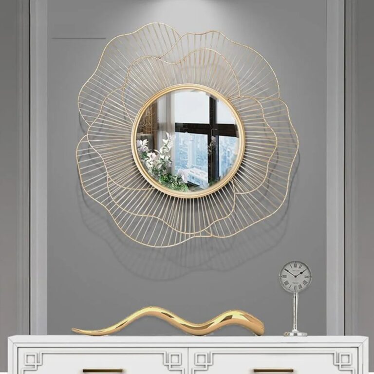 Luxury Gold Flower Design Wall Mirror
