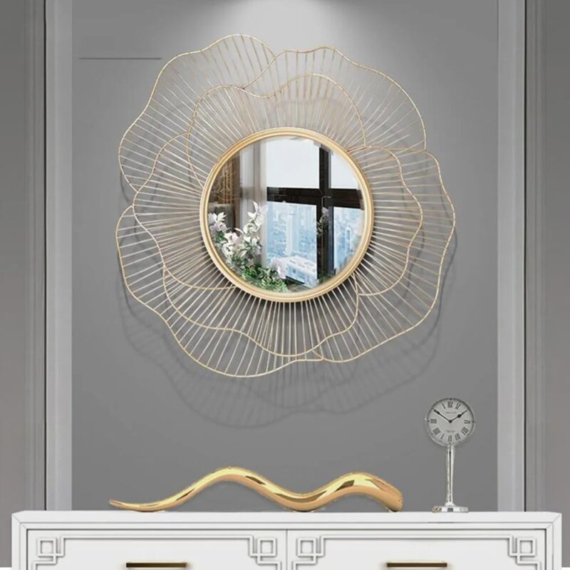 Luxury Gold Flower Design Wall Mirror
