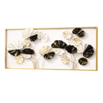 Elegant Black & White Floral Metal Wall Art Frame