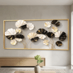 Elegant Black & White Floral Metal Wall Art Frame Modern Metal Wall Decor India