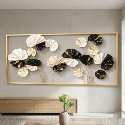Elegant Black & White Floral Metal Wall Art Frame Modern Metal Wall Decor India