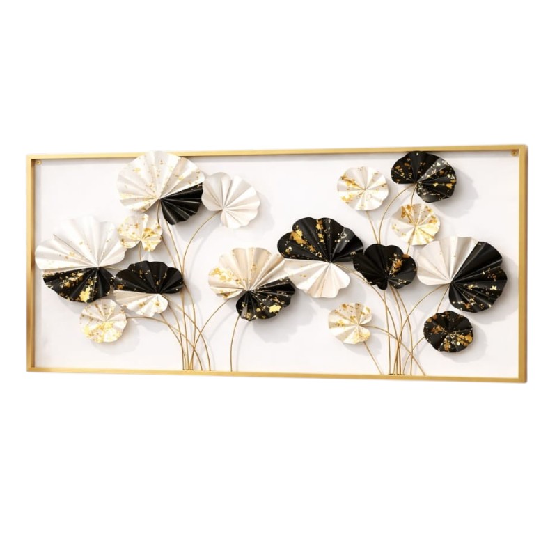 Elegant Black & White Floral Metal Wall Art Frame