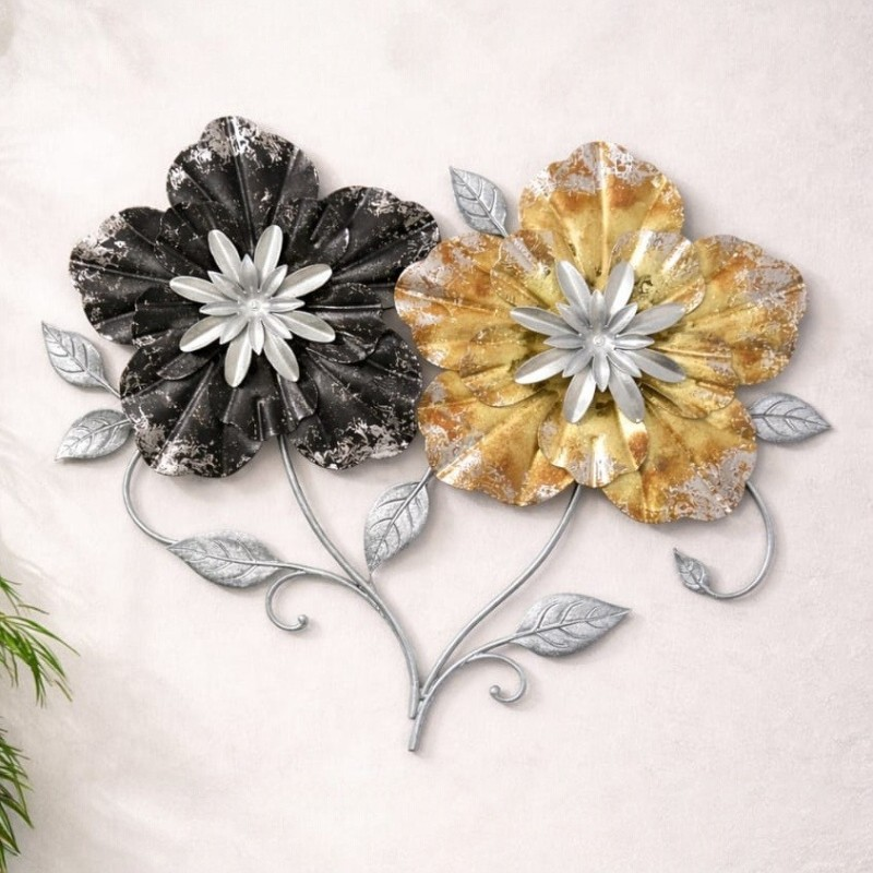 Dual Tone Metal Flower Wall Art