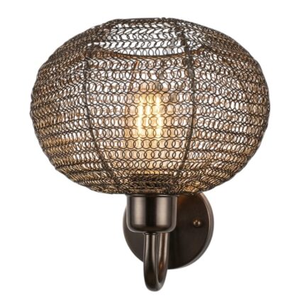 Black Mesh Globe Wall Lamp with Iron Body