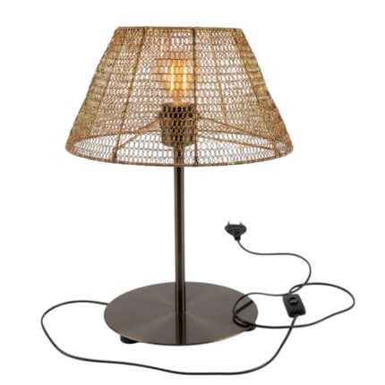 Golden Mesh Iron Table Lamp with Brass Base