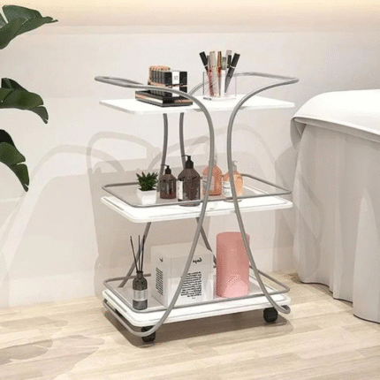 Modern 3-Tier Rolling Utility Trolley Cart with Shelves