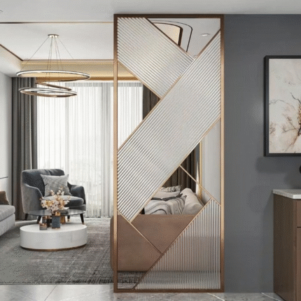 Luxury Geometric Fluted Glass Room Divider Panel