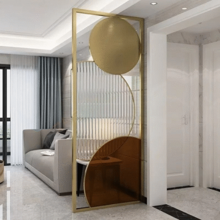 Luxury Gold & Fluted Glass Designer Partition Screen