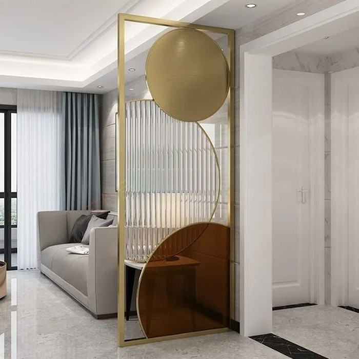 Luxury Gold & Fluted Glass Designer Partition Screen