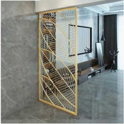 Luxury Gold Leaf Metal Partition Screen – Decorative Room Divider Panel