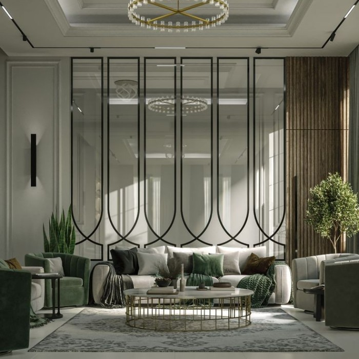 Modern Black Metal & Glass Decorative Room Divider Partition