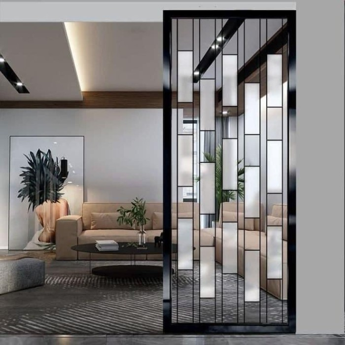 Modern Frosted Glass Metal Partition Panel