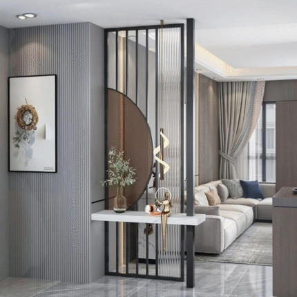 Modern Luxury Metal & Glass Partition Divider for Living Room Entrance